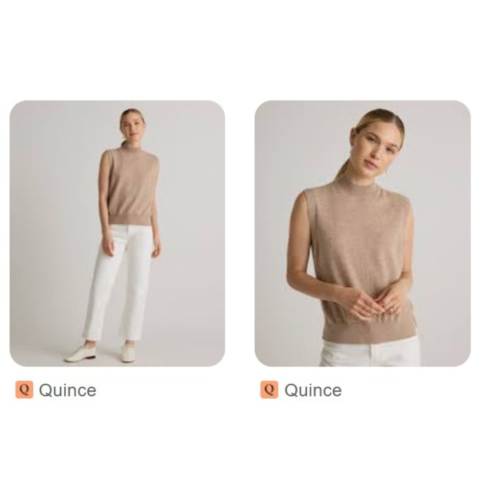 Quince Womens Beige Mock Neck 100% Mongolian Cashmere Pullover Sweater Vest S